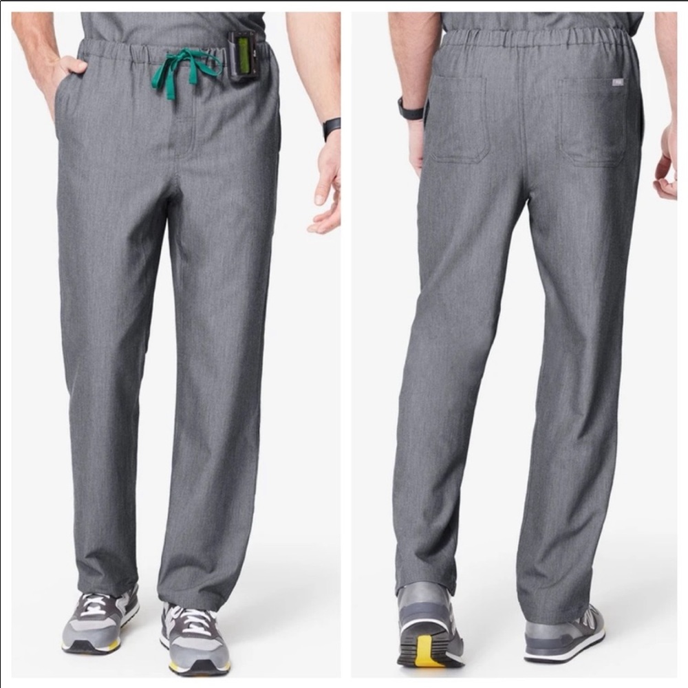 Figs Gray Men's Pants with Green Drawstring